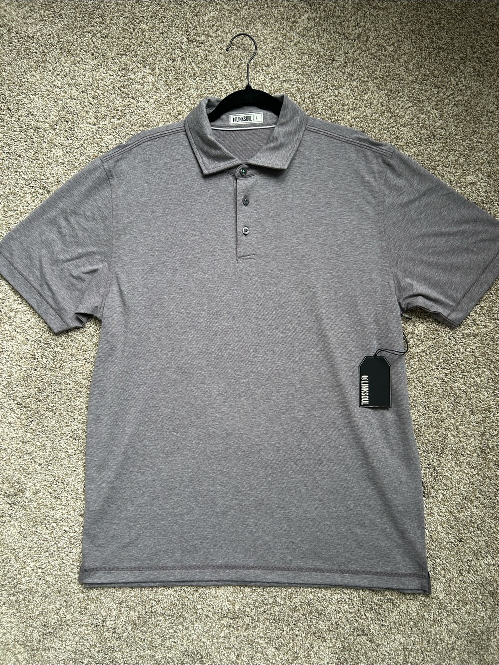 Linksoul Men's Solana Pima Polo Shirt, Nomad Heather, Size L - Picture 2 of 7